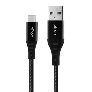 pTron Solero TB301 3A Type-C Data & Fast Charging Cable, Made in India, 480Mbps Data Sync, Strong & Durable 1.5 m Nylon Braided USB Cable for Type-C Devices - (Black)