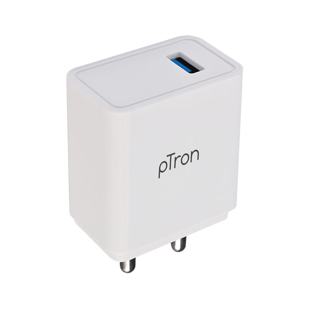 pTron Volta Plus 17W USB Smart Charger, Made in India, BIS Certified, Fast Charging Power Adaptor Without Cable for All iOS & Android Devices - (White)