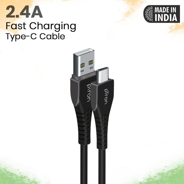 pTron Solero T241 2.4A Type-C Data & Charging USB Cable, Made in India, 480Mbps Data Sync, Durable 1 mUSB Cable for Type-C USB Devices - (Black)