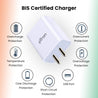 pTron Volta Evo 12W Single USB Smart Charger with 2.4A Type-C USB 1-Meter Cable, Made in India, BIS Certified Fast Charging Power Adaptor - (White)