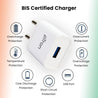 pTron Volta 12W Single USB Smart Charger with 2.4A Micro USB 1-Meter Cable, Made in India, BIS Certified Fast Charging Power Adaptor - (White)