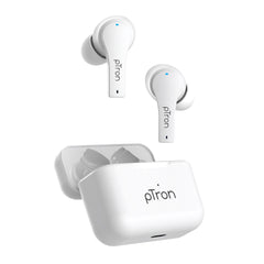 pTron Bassbuds Tango ENC (Environmental Noise Cancellation), Dedicated Movie Mode, Bluetooth 5.1 Wireless Headphones, Deep Bass, Touch Control TWS, 40Hrs Total Playtime & Type-C Fast Charging (White)