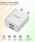 pTron Volta Dual Port 12W Smart USB Charger Adapter, Multi-Layer Protection, Made in India, BIS Certified, Fast Charging Power Adaptor Without Cable for All iOS & Android Devices (White)