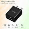 pTron Volta Dual Port 12W Smart USB Charger Adapter, Multi-Layer Protection, Made in India, BIS Certified, Fast Charging Power Adaptor Without Cable for All iOS & Android Devices (Black)