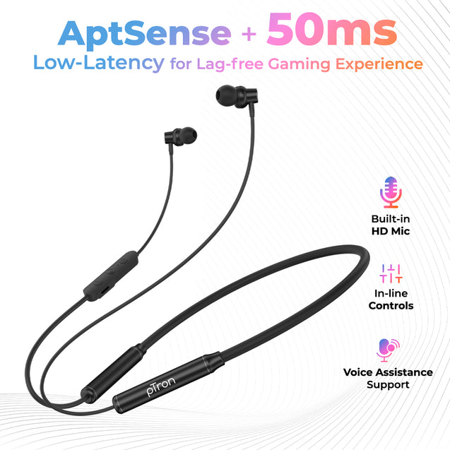 pTron Tangent Urban ENC Wireless Bluetooth 5.3 Headphones with 60Hrs Playtime, Low Latency Gaming, Punchy Bass, HD Mic, Dual Device Pairing, Type-C Charging, IPX4 & Voice Assistance Support (Black)