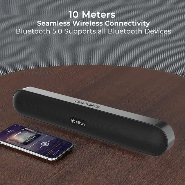 pTron Fusion Evo V2 10W Wireless Bluetooth Soundbar (Black)