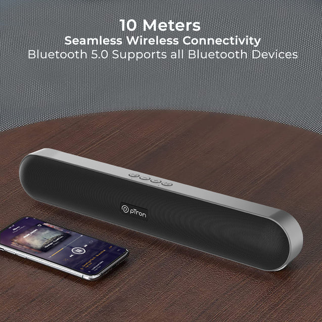 pTron Fusion Evo V2 10W Wireless Bluetooth Soundbar (Grey)