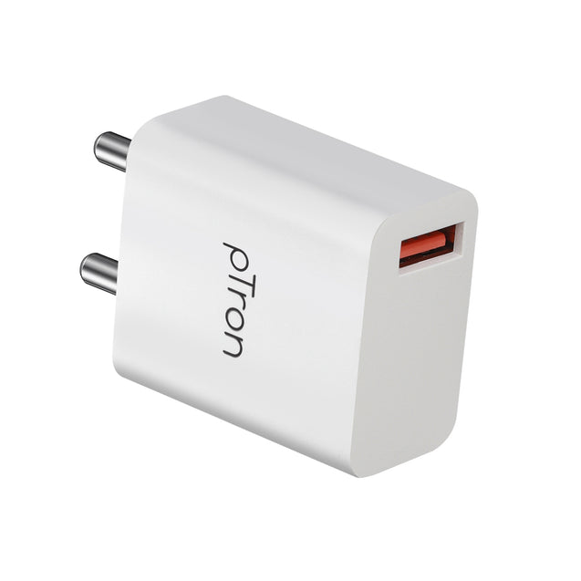 pTron Volta FC12 20W QC3.0 Smart USB Charger with Type-C 1M USB Cable, Made in India, Auto-detect Technology, Multi-Layer Protection, Fast Charging Adaptor for All Android & iOS Devices (White)