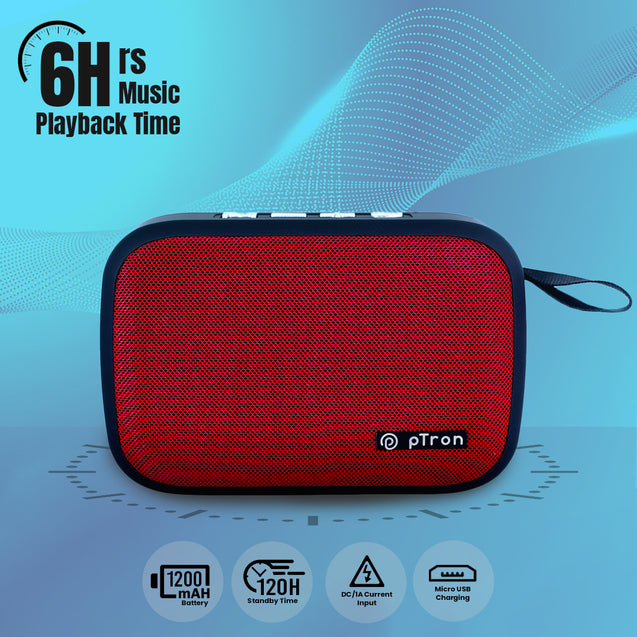 pTron Musicbot Lite 5W Mini Bluetooth Speaker with 6Hrs Playtime, Immersive Sound, 40mm Driver, Bluetooth v5.1 with Strong Connectivity, Portable Design, Integrated Music & Call Control (Red)
