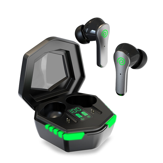 pTron Bassbuds Rush True Wireless in-Ear Earbuds with Gaming Low Latency, 35Hrs Playtime, Punchy Bass, ENC Stereo Calls, BT5.3 Earphones, 1-Step Pairing, Voice Assistant & IPX4 (Black)