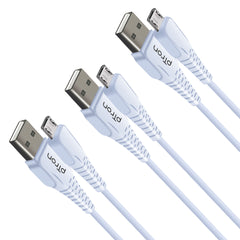 pTron Solero M241 2.4A Micro USB Data & Charging Cable, Made in India, 480Mbps Data Sync Speed & Durable 1-Meter Long USB Cable for Micro USB Devices (Pack of 3) (White)
