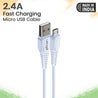 pTron Solero M241 2.4A Micro USB Data & Charging Cable, Made in India, 480Mbps Data Sync Speed & Durable 1 m USB Cable for Micro USB Devices (Pack of 3) (White)