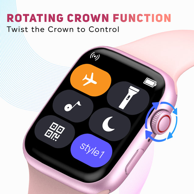 pTron Force X12S Bluetooth Calling Smartwatch, 4.6 cm Full Touch HD Display, Functional Crown, Real Heart Rate Monitor, SpO2, WatchFaces, 5 Days Battery Life, Fitness Trackers & IP68 Waterproof (Pink)