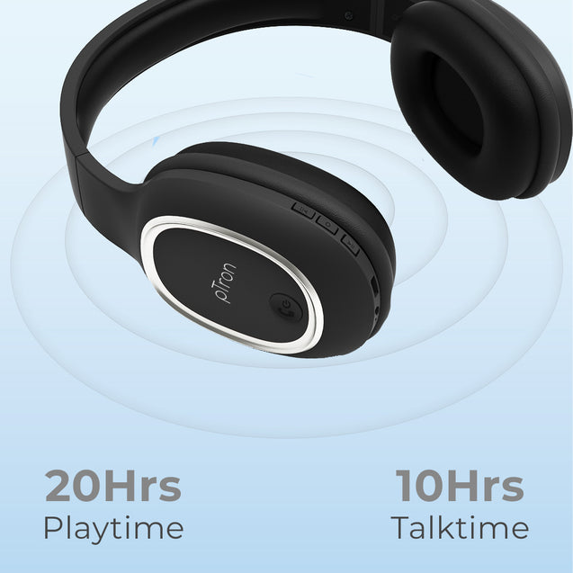 PTron Studio High Bass Over The Ear Bluetooth Headphones With 12 Hrs Music Time For All Smartphones