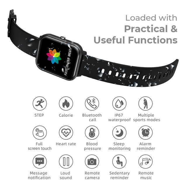 pTron Pulsefit Pro Bluetooth Calling Fitness Smartwatch (Black)