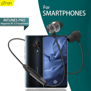 PTron InTunes Pro Magnetic Bluetooth Earphones With Mic For All Smartphones (Grey/Black)