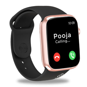 pTron Pulsefit P61 4.6 cm Full Touch Display Bluetooth Calling Fitness Smartwatch (Black/Gold)