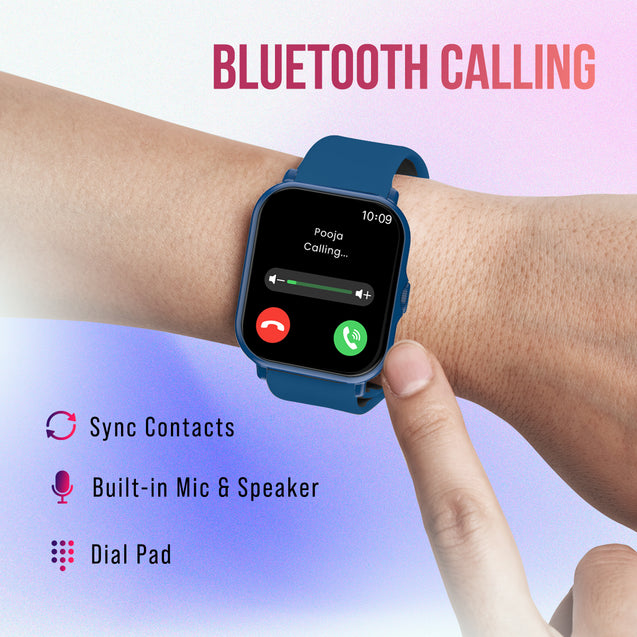 pTron Pulsefit P61+ 1.85 inches Full Touch Display Bluetooth Calling Fitness Smartwatch (Blue)