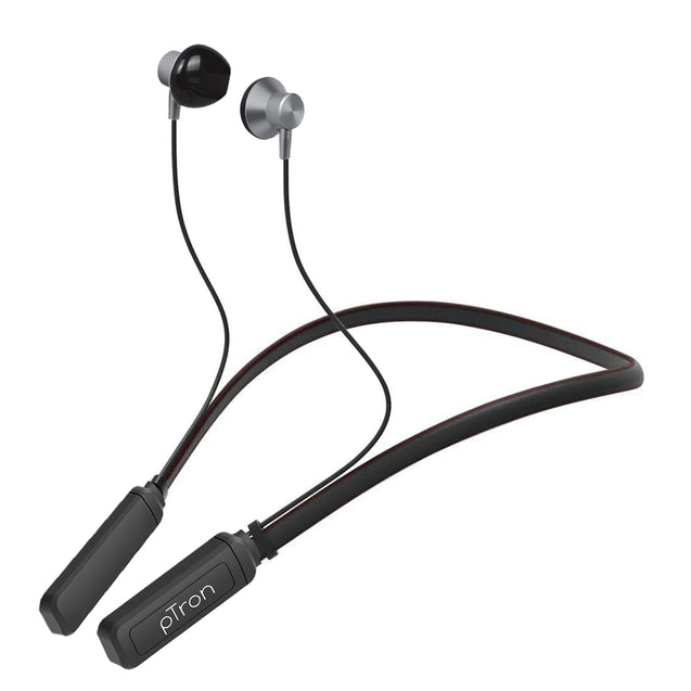 pTron InTunes Plus In-Ear Magnetic Wireless Headset with Mic - (Grey/Black)